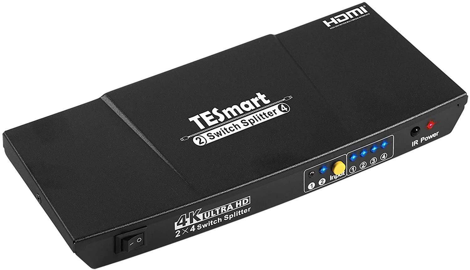 NÖRDIC HDMI Switch 2xPC til 4x skærme 4K30Hz UHD CEC 3D HDCP1.4 til pc, PS5, Xbox og bærbar computer