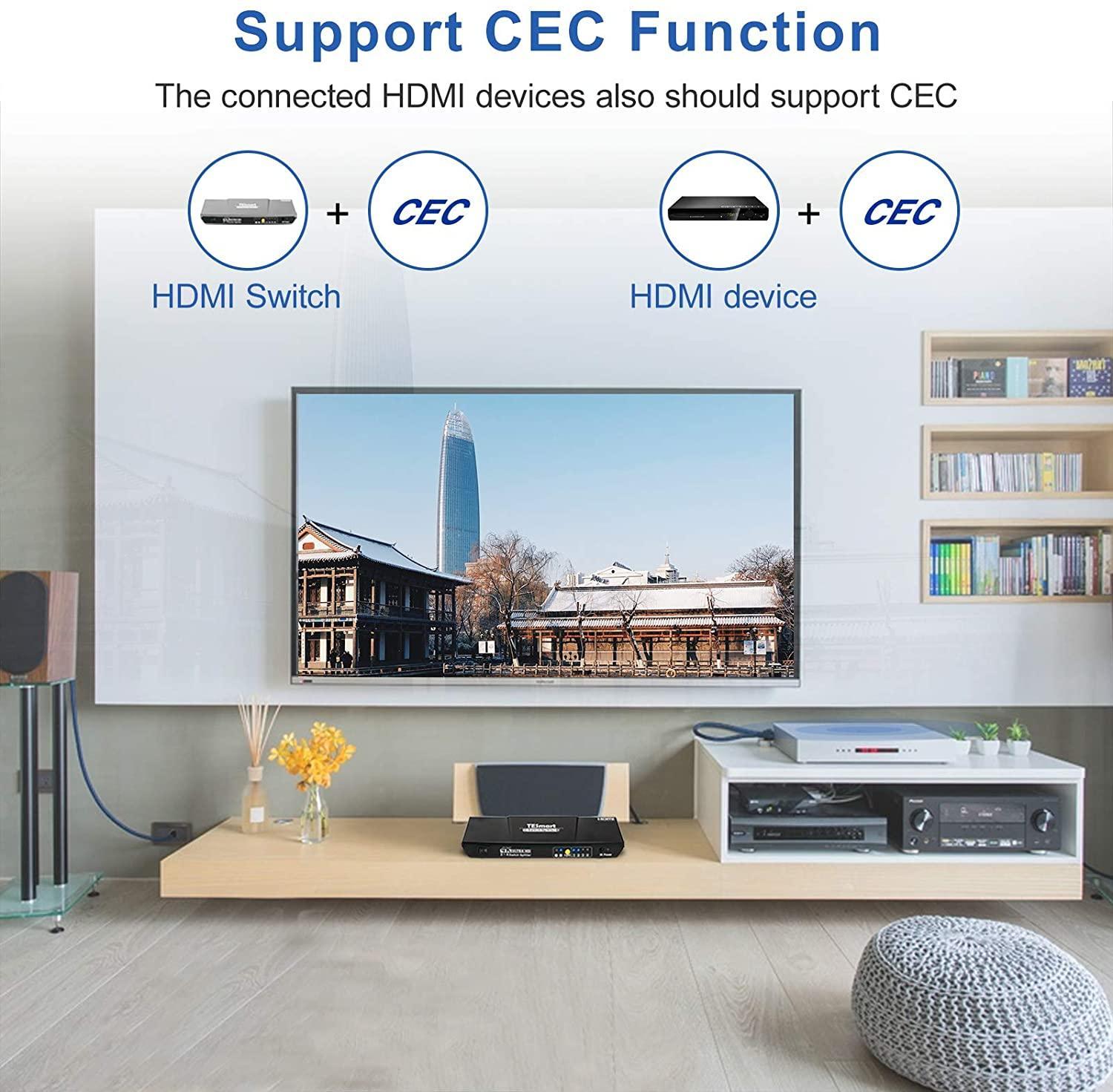 NÖRDIC HDMI Switch 2xPC til 4x skærme 4K30Hz UHD CEC 3D HDCP1.4 til pc, PS5, Xbox og bærbar computer