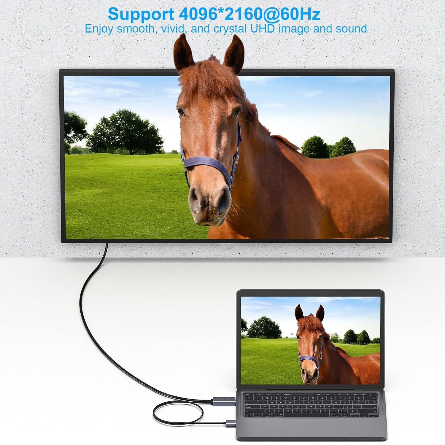 NÖRDIC HDMI til Displayport kabel 50cm 4K60Hz 18Gbps