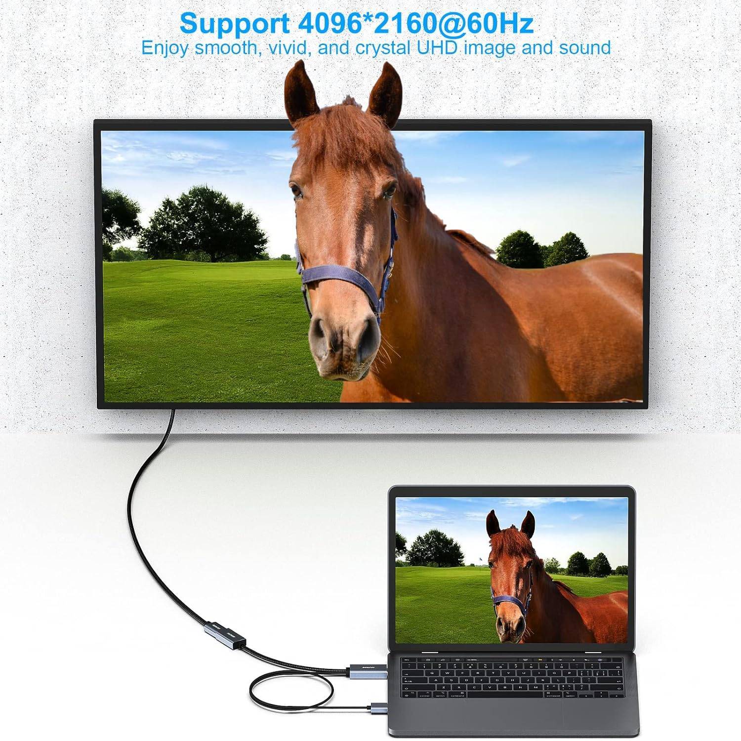 NÖRDIC HDMI til Displayport adapter 50cm 4K60Hz 18Gbps