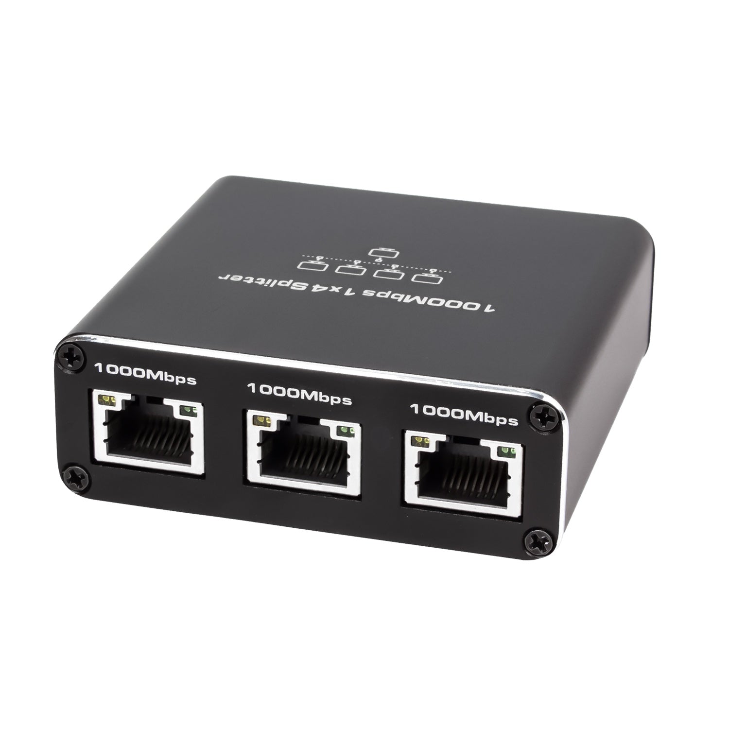 NÖRDIC LAN-splitter 1 til 4 1000 Mbps Gigabit Ethernet til computer, laptop, switch, hub, router, digital-TV