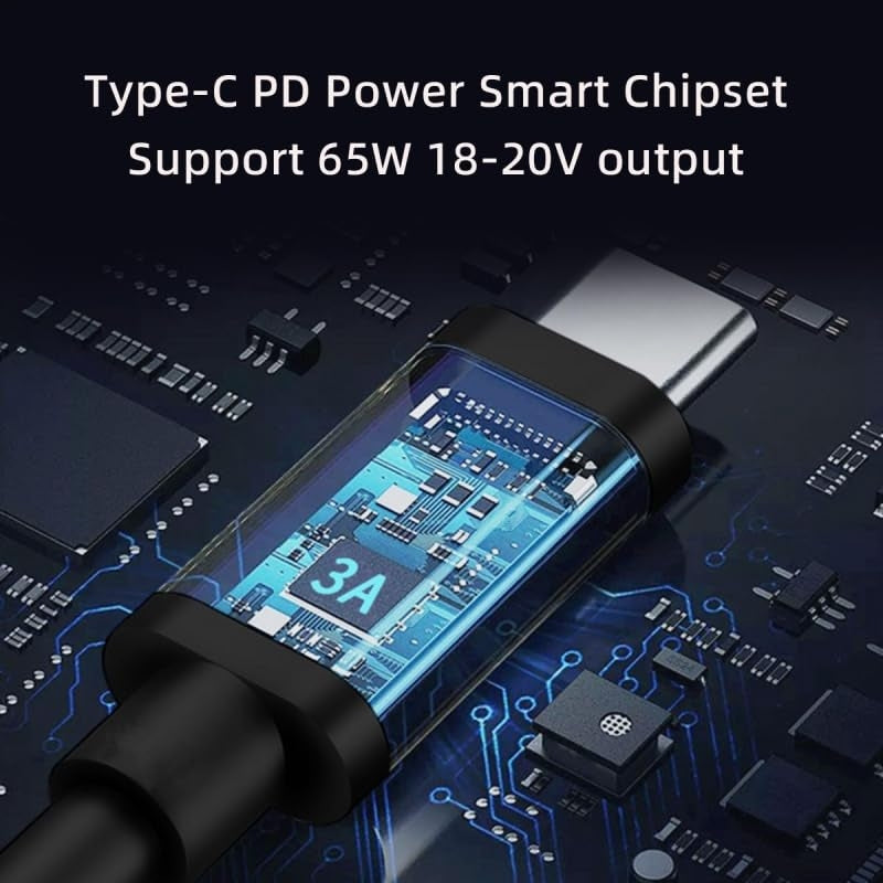 NÖRDIC Laptop-opladerkabel USB-C til DC 5,5x2,5 mm 65W PD 1,5 m