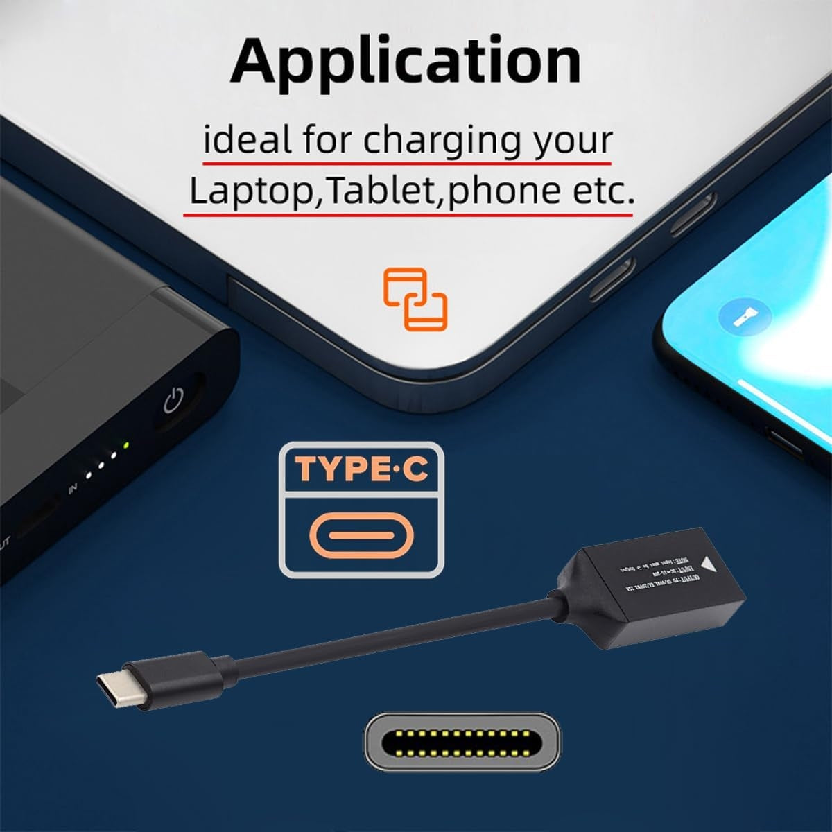 NÖRDIC Lenovo Square Yellow til USB-C adapter 17cm 65W