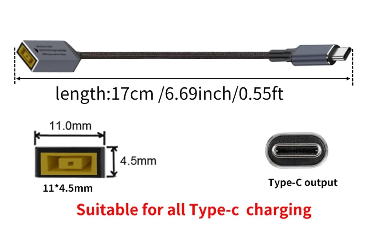 NÖRDIC Lenovo Square Yellow til USB-C adapter 17 cm