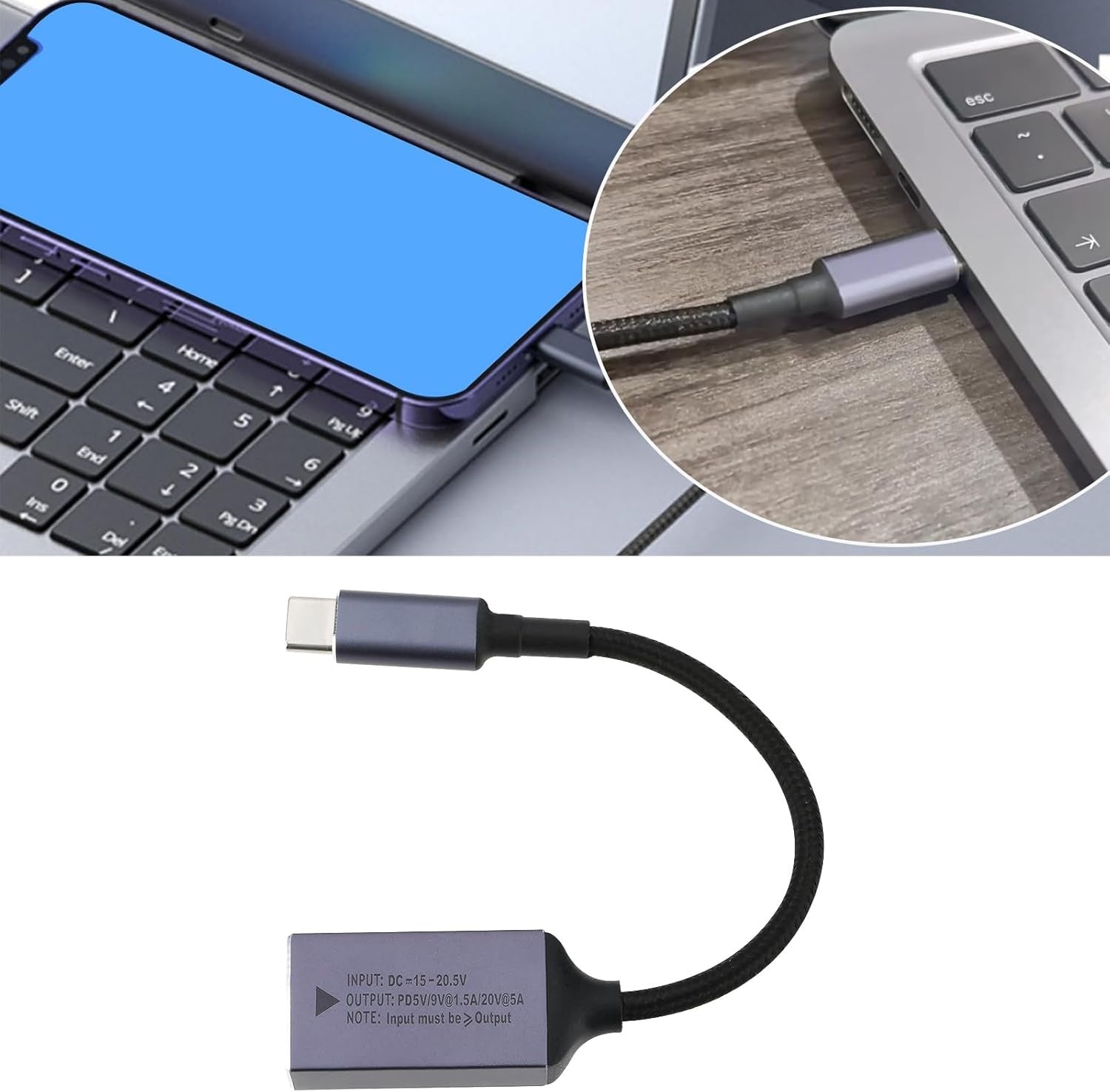NÖRDIC Lenovo Square Yellow til USB-C adapter 17 cm