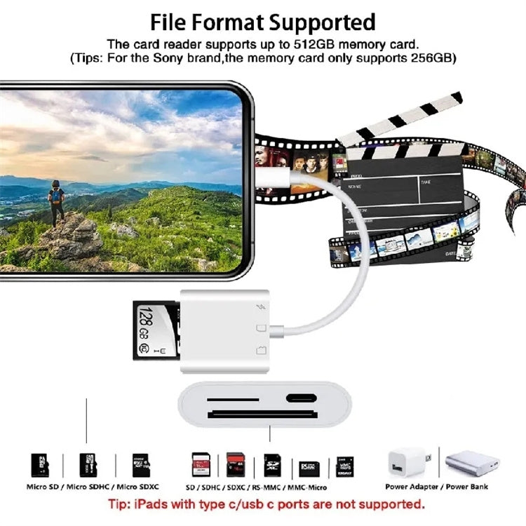 NÖRDIC Lightning-kortlæser 2-slots SD, MicroSD 1xLightning-opladning UHS-I