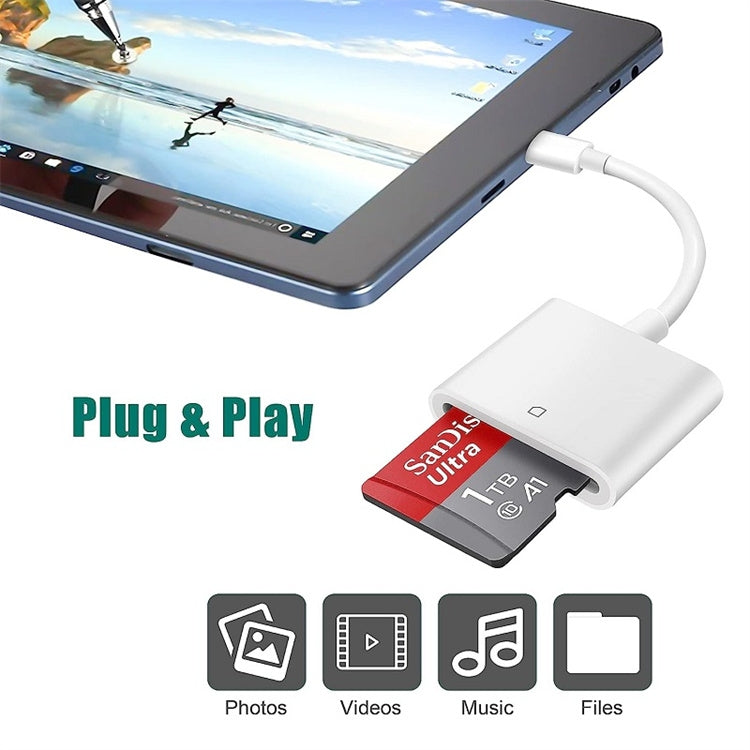 NÖRDIC Lightning-kortlæser 2-slots SD, MicroSD 1xLightning-opladning UHS-I