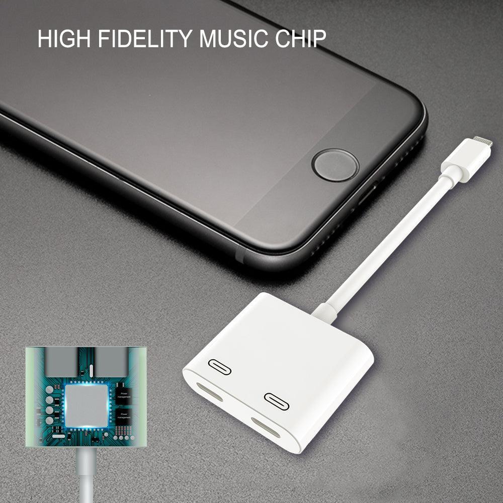 NÖRDIC Lightning adapter til 2x Lightning White 10cm kabel