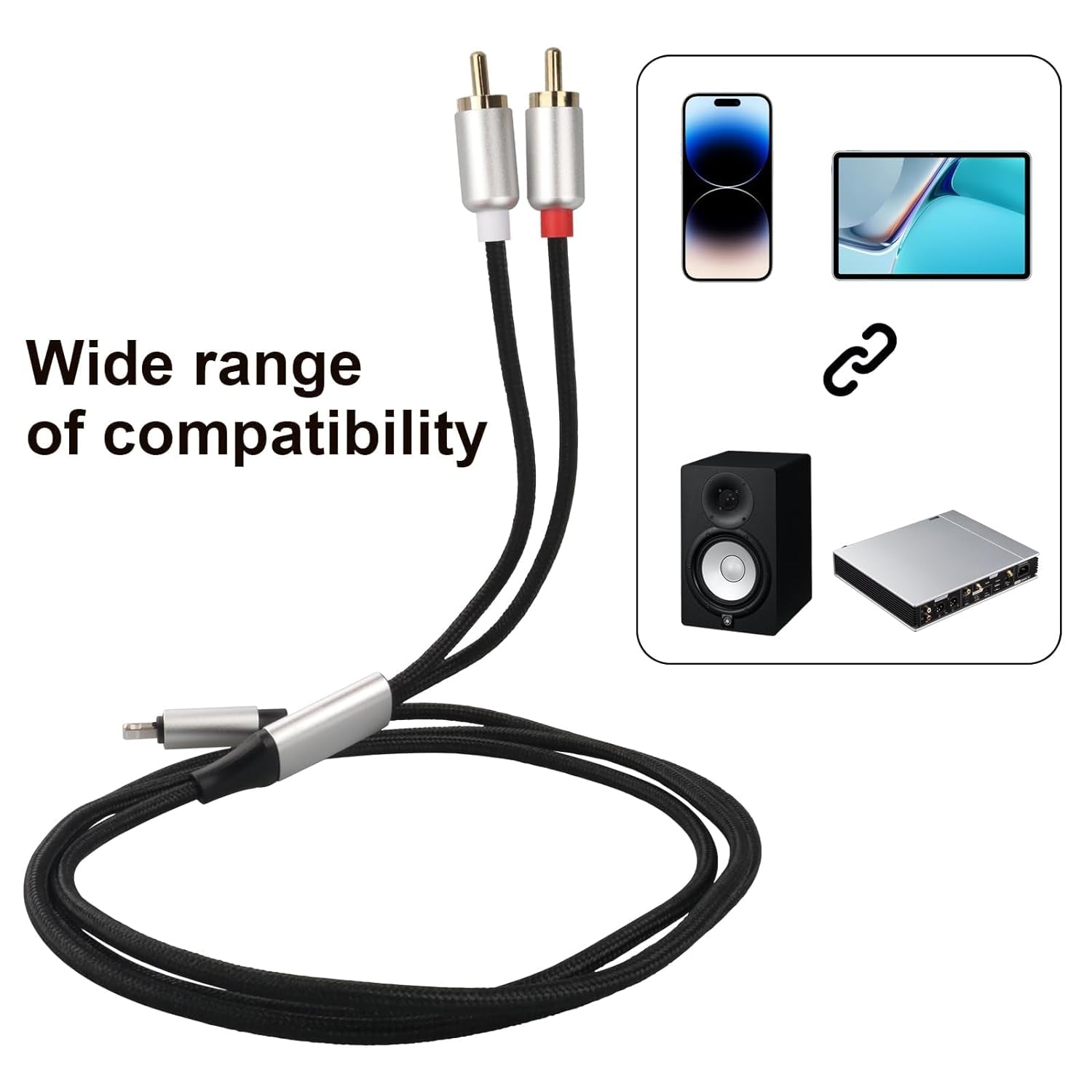 NÖRDIC Lightning (ikke MFI) til RCA lydkabel 3m