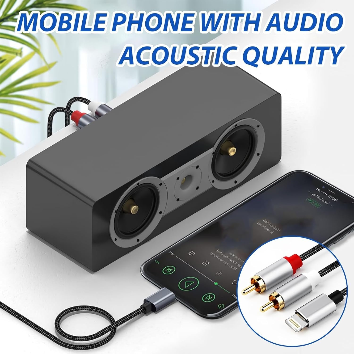 NÖRDIC Lightning (ikke MFI) til RCA lydkabel 3m