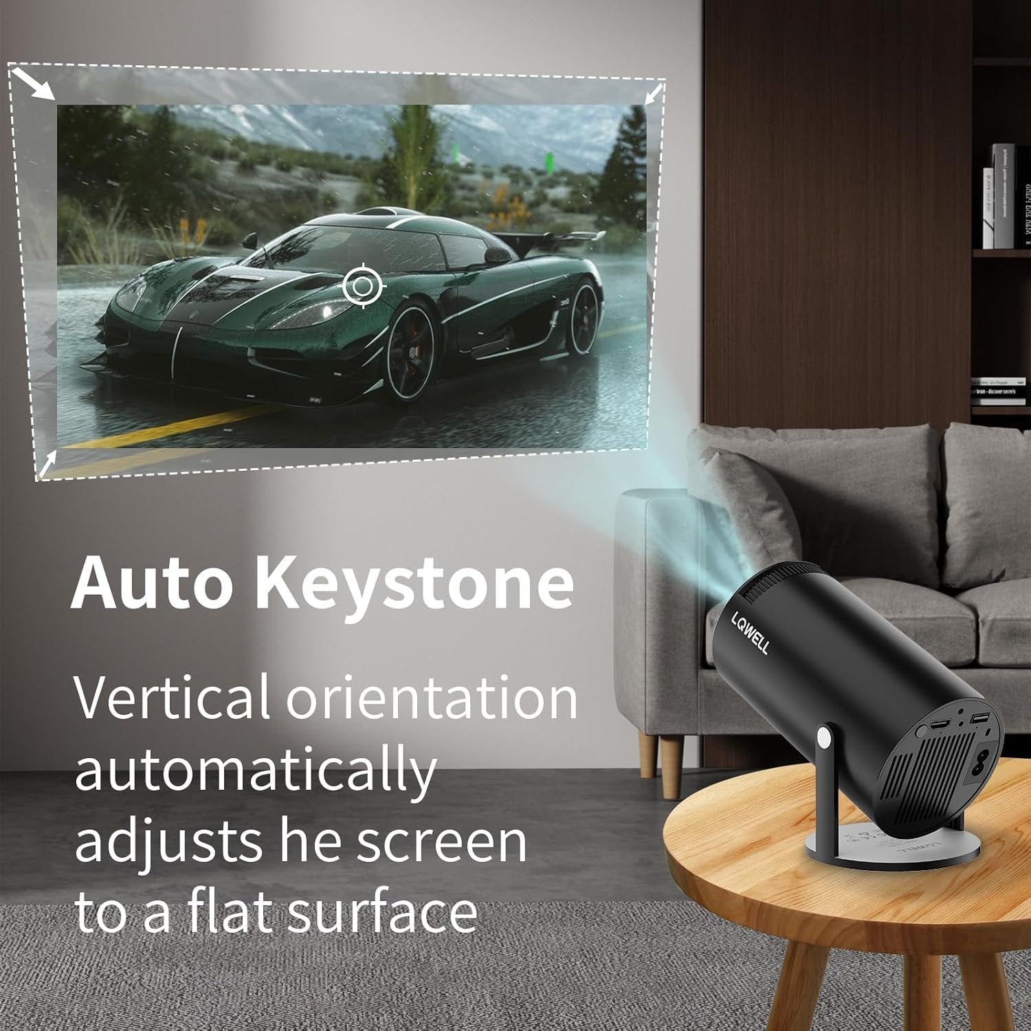 NÖRDIC Mini Portable Projector – 720p HD-understøttelse, Android 11, WiFi 6, BT 5.0, 180° rotation, hjemmebiografprojektor