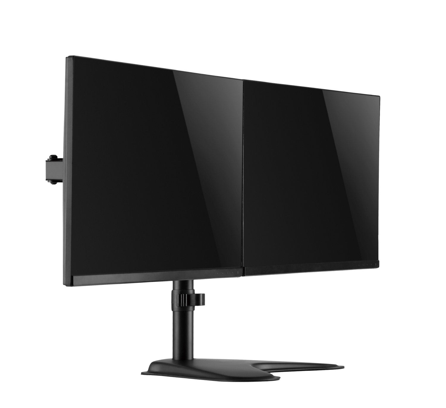 NÖRDIC Monitorarm bordstativ i stål til dobbeltskærme 17-32 tommer, vipbart og drejeligt sort skærmbeslag