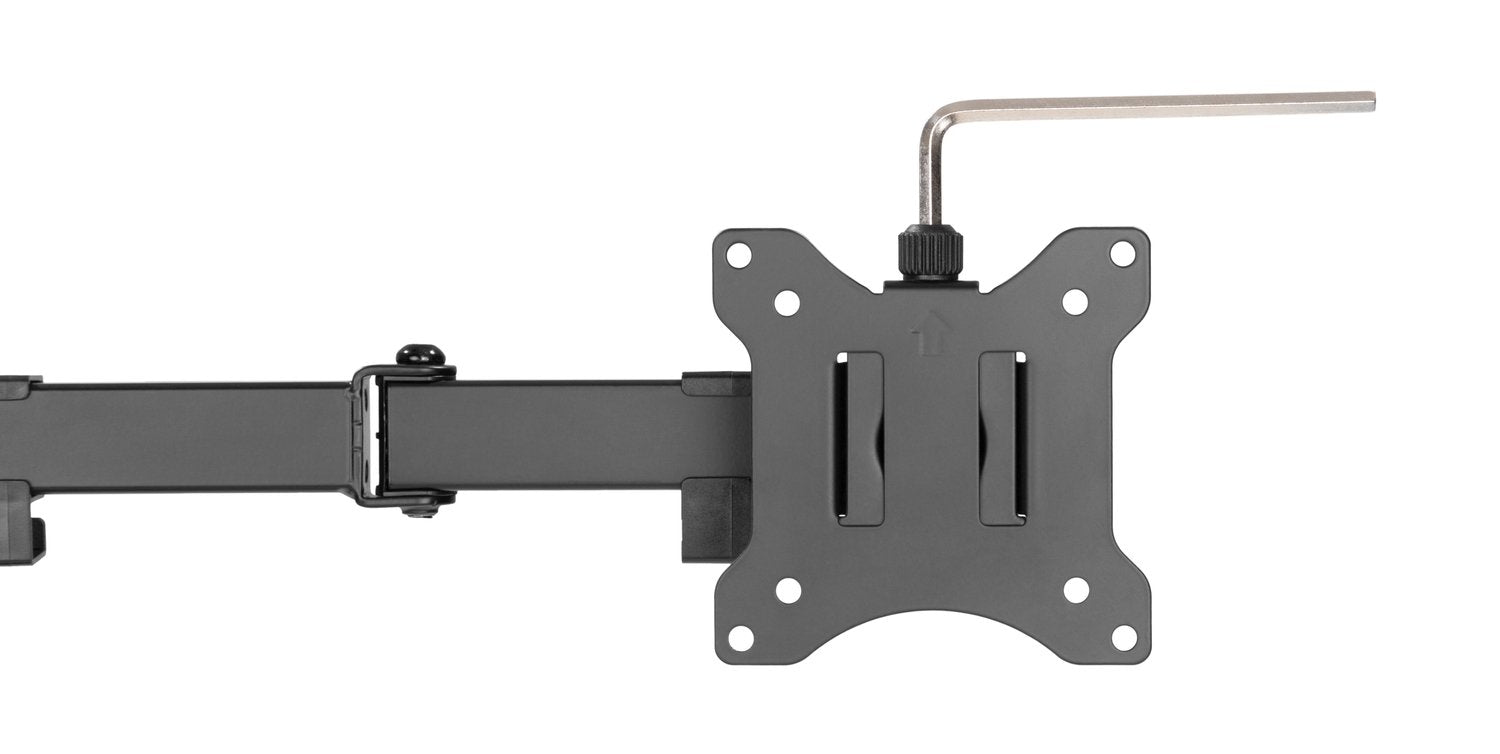NÖRDIC Monitorarm bordstativ i stål til dobbeltskærme 17-32 tommer, vipbart og drejeligt sort skærmbeslag