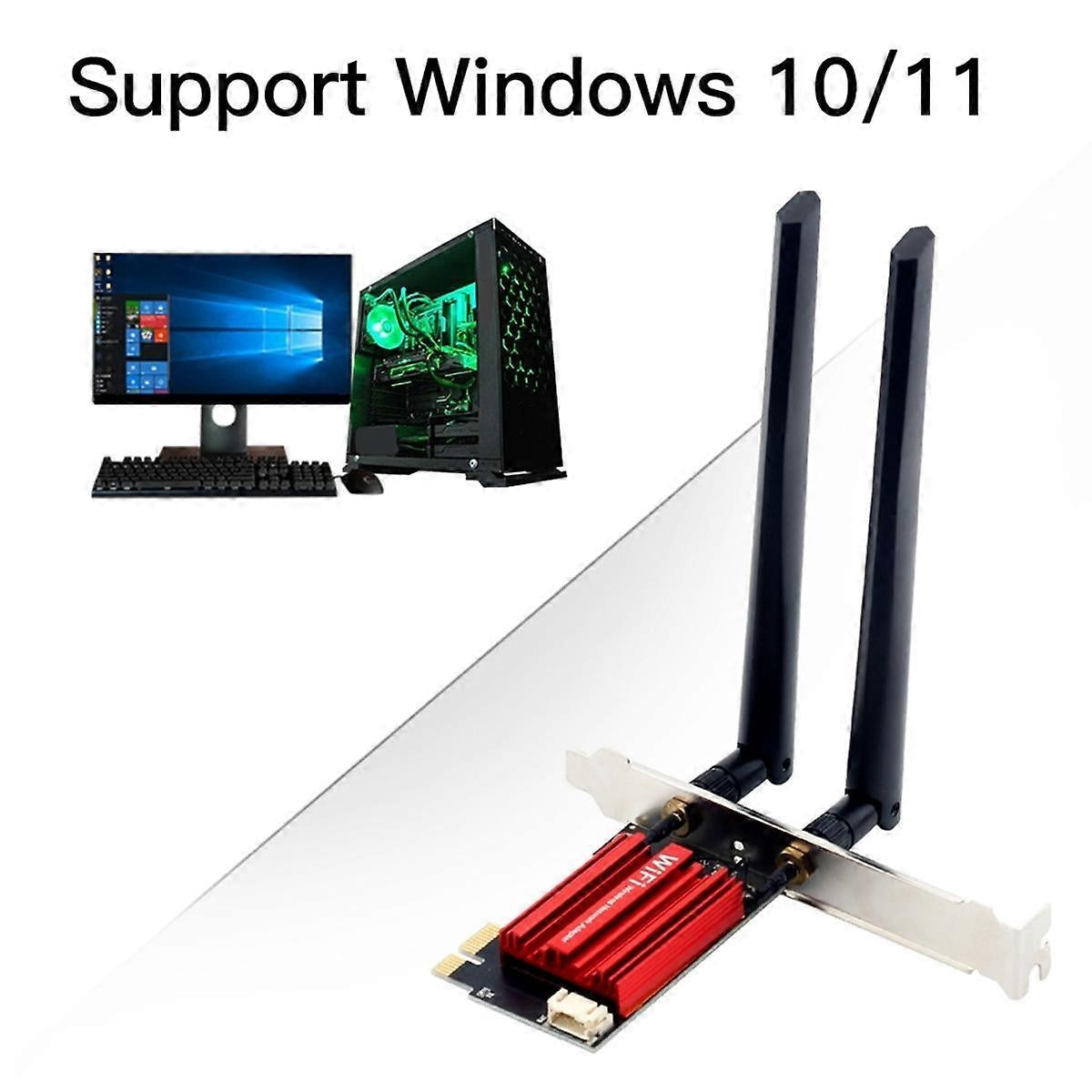NÖRDIC PCIe AX210 WiFi-kort, tri-band 6 GHz/5 GHz/2,4 GHz internt netværkskort, 5400 Mbps, PCIe, 8 dBi, Bluetooth 5.3-adapter