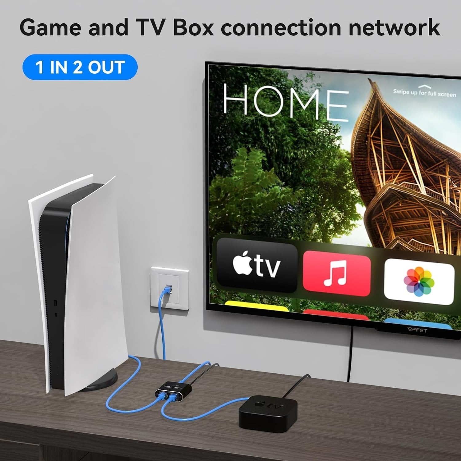 NÖRDIC RJ45-splitter 1 til 2 Ethernet Giga 1000Mbps Netværk