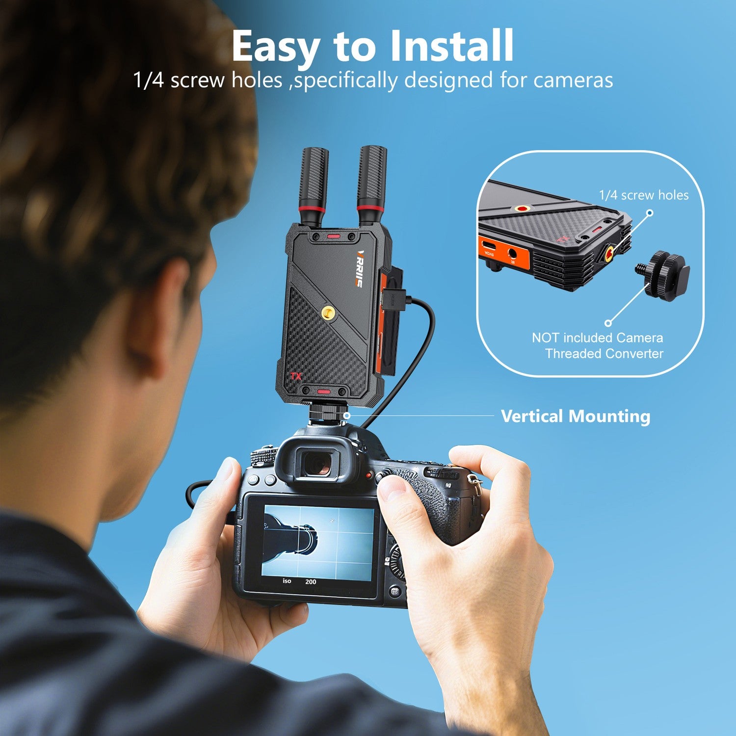 NÖRDIC Trådløs HDMI Sender og Modtager, 1080P Full HD Trådløst Video-overføringssystem med Loop Out, 400m