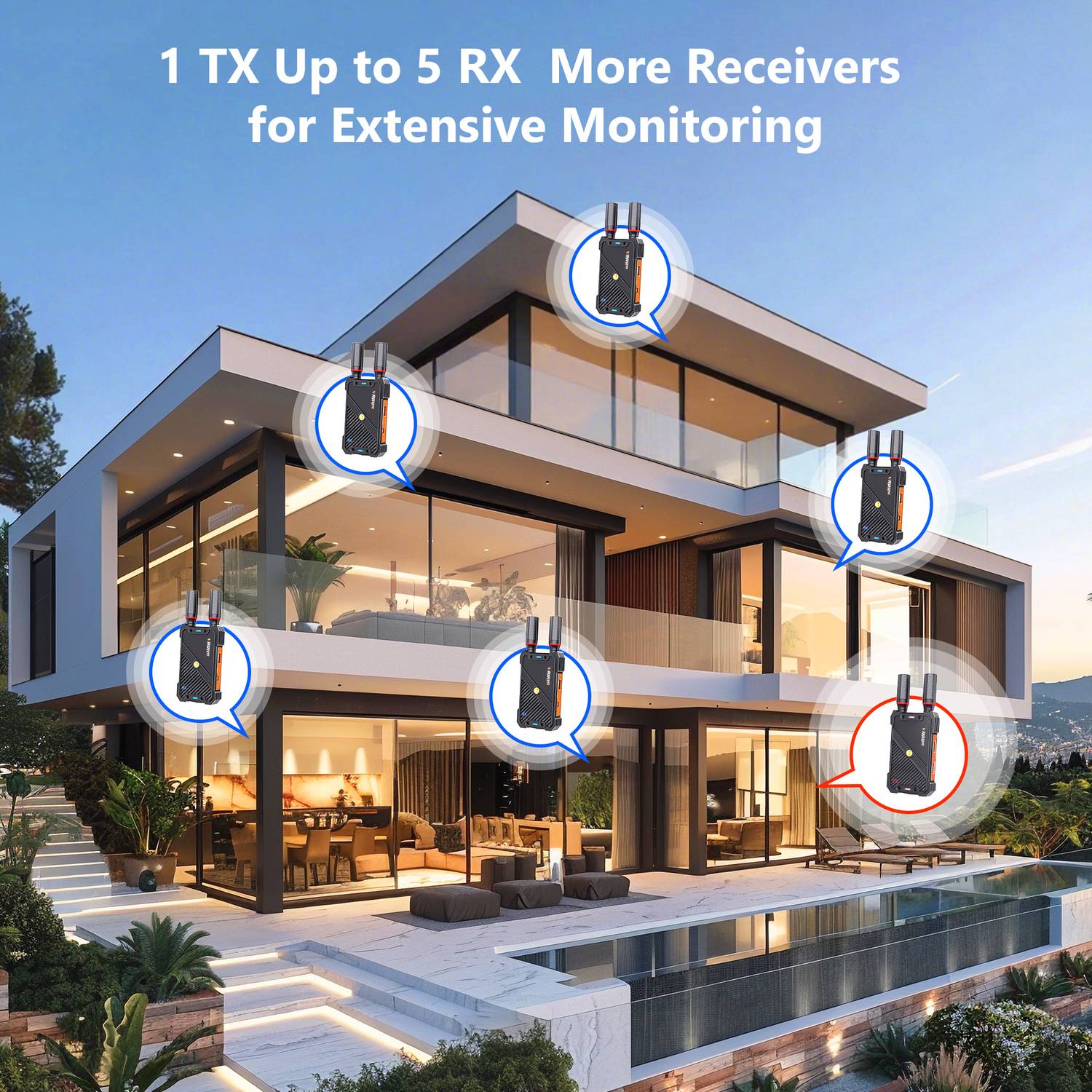 NÖRDIC Trådløs HDMI Sender og Modtager, 1080P Full HD Trådløst Video-overføringssystem med Loop Out, 400m