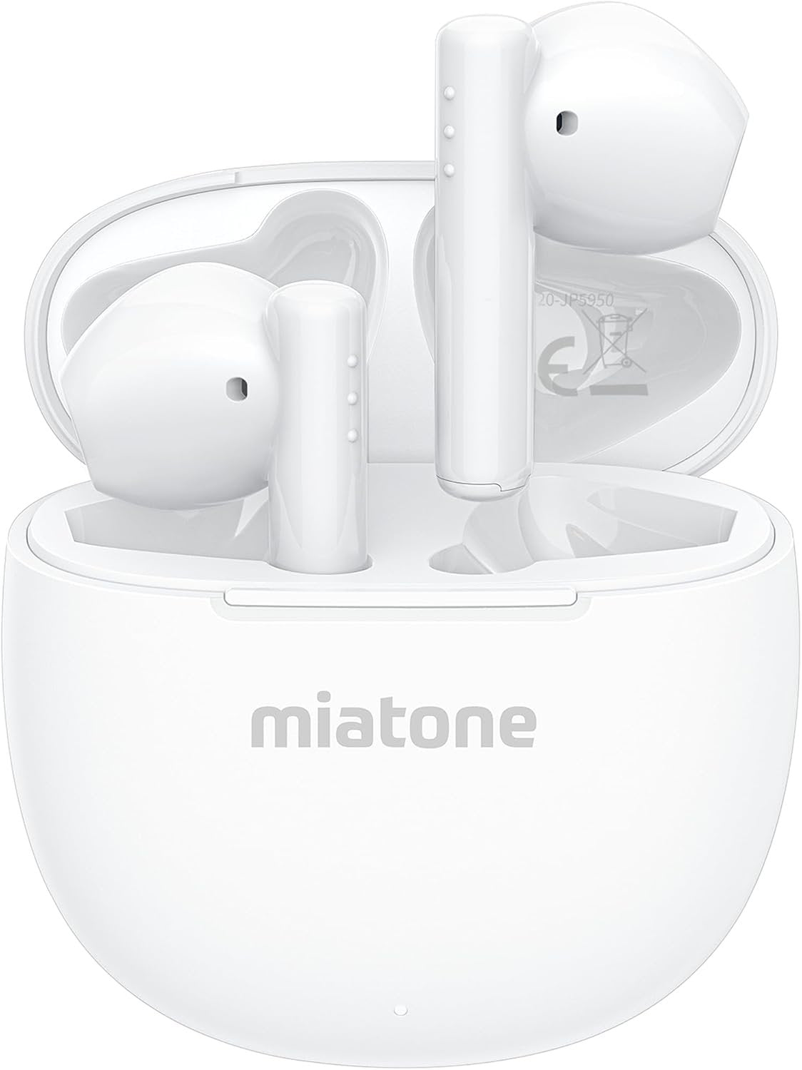 NÖRDIC True Wireless Earbuds, Bluetooth 5.3 9H Playtime med opladningsetui, Indbygget mikrofon til telefonopkald, Semi-in-Ear høretelefoner - Hvid