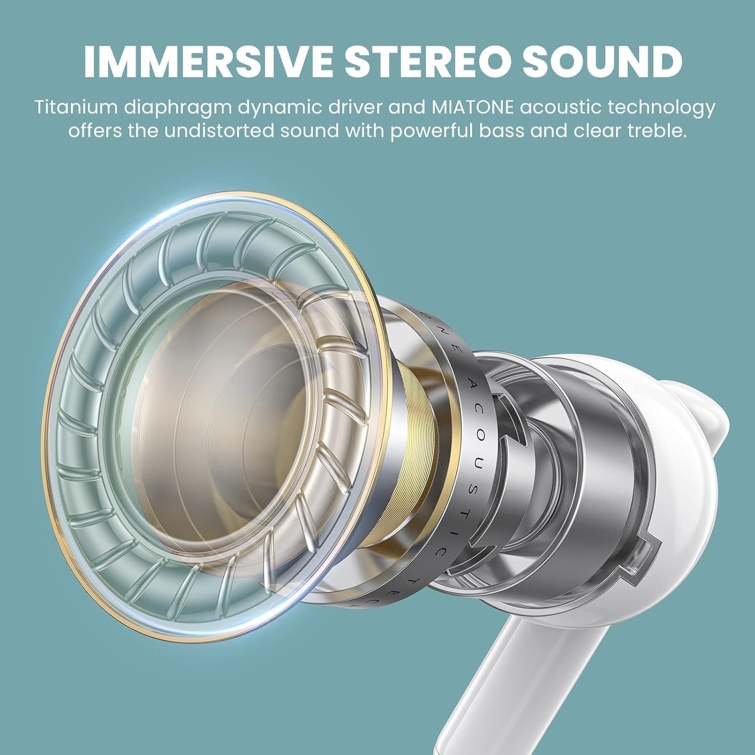 NÖRDIC True Wireless Earbuds, Bluetooth 5.3 9H Playtime med opladningsetui, Indbygget mikrofon til telefonopkald, Semi-in-Ear høretelefoner - Hvid