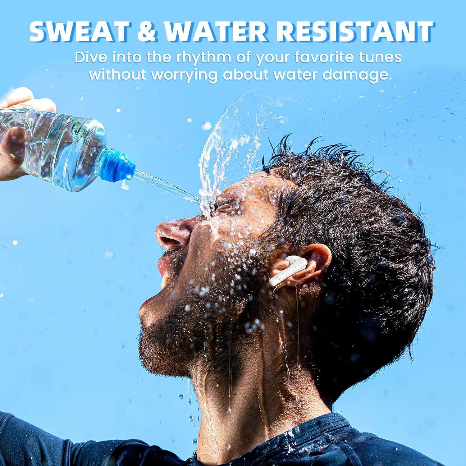 NÖRDIC True Wireless Earbuds, Bluetooth 5.3 9H Playtime med opladningsetui, Indbygget mikrofon til telefonopkald, Semi-in-Ear høretelefoner - Hvid