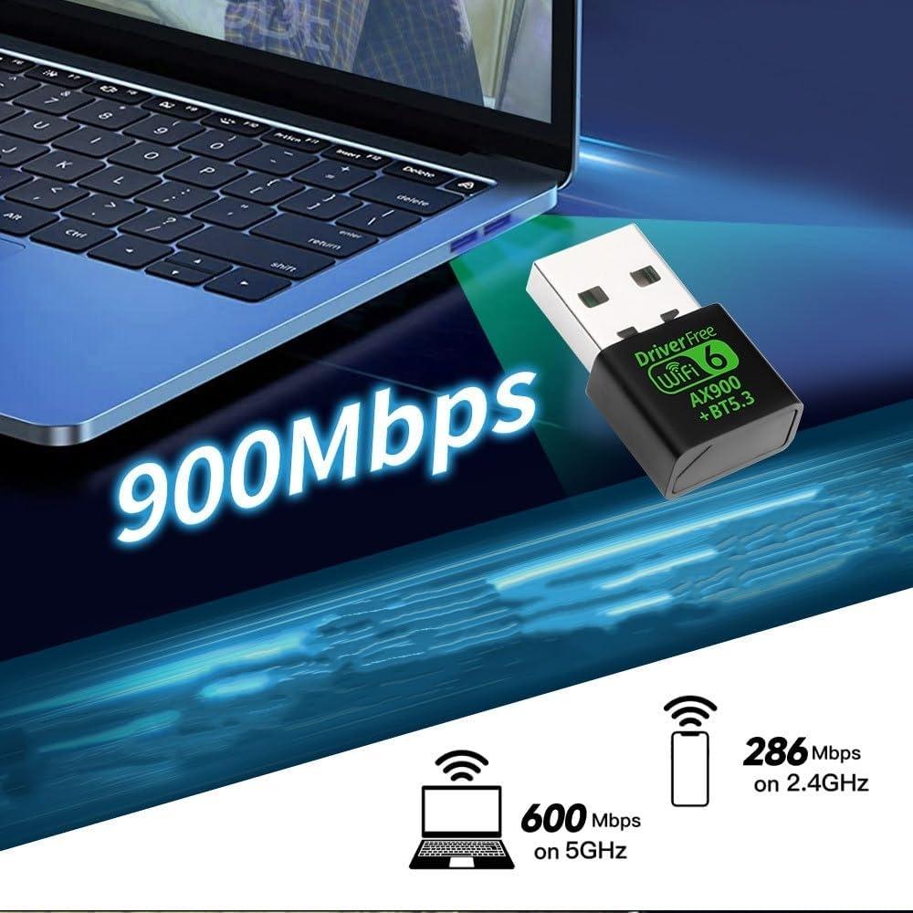 NÖRDIC USB 2.0 WIFI6 Bluetooth 5.3-adapter Dual Band 2.4G & 5GHz 600Mbps