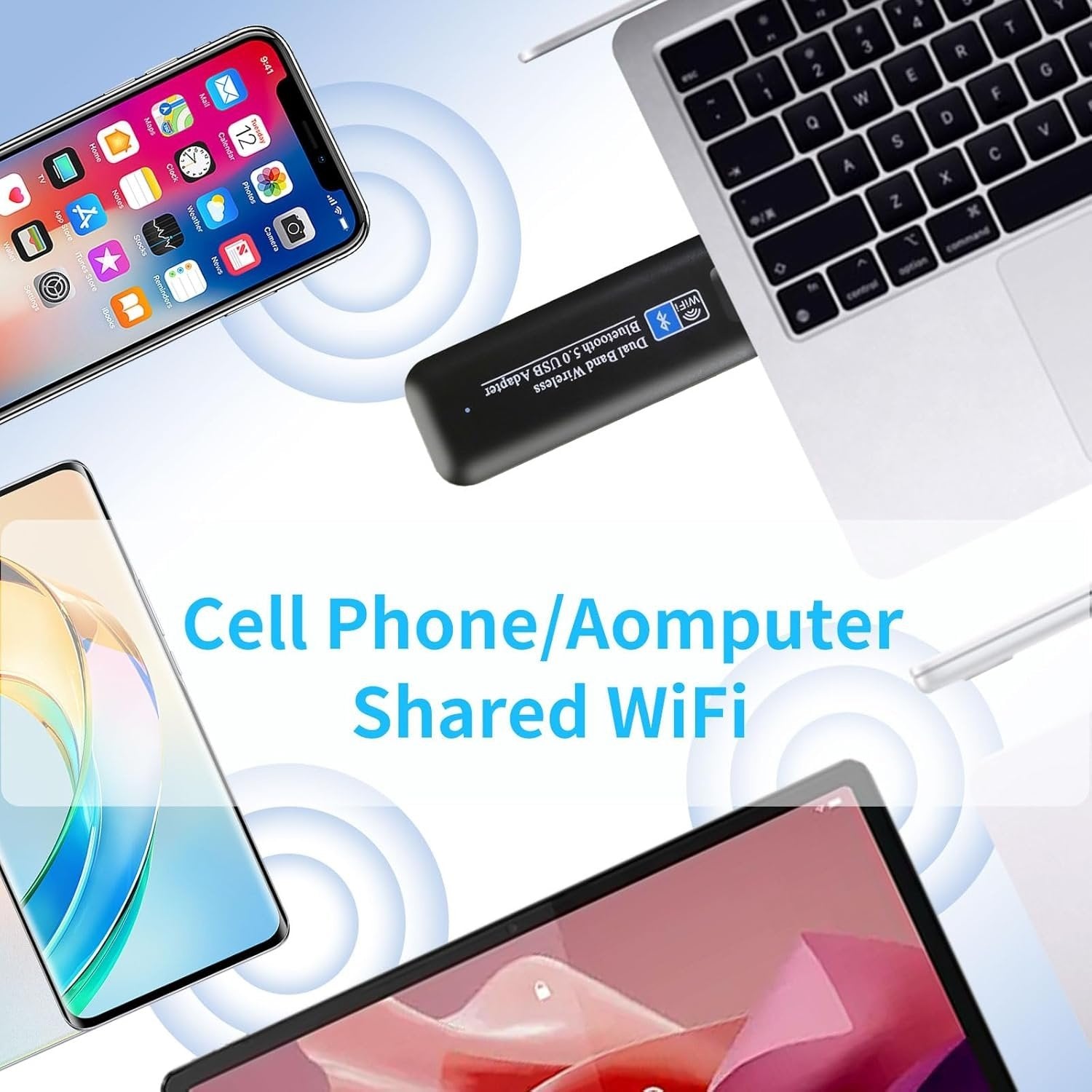 NÖRDIC WIFI6 Bluetooth 5.0 trådløs USB 3.0 adapter Dual Band 2.4/5.8GHz 1300Mbps