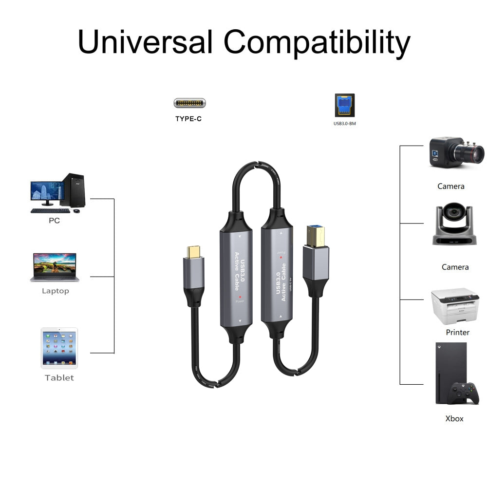NÖRDIC USB 3.0-kabel USB-C til USB-B 5Gbps 5m USB-printerkabel