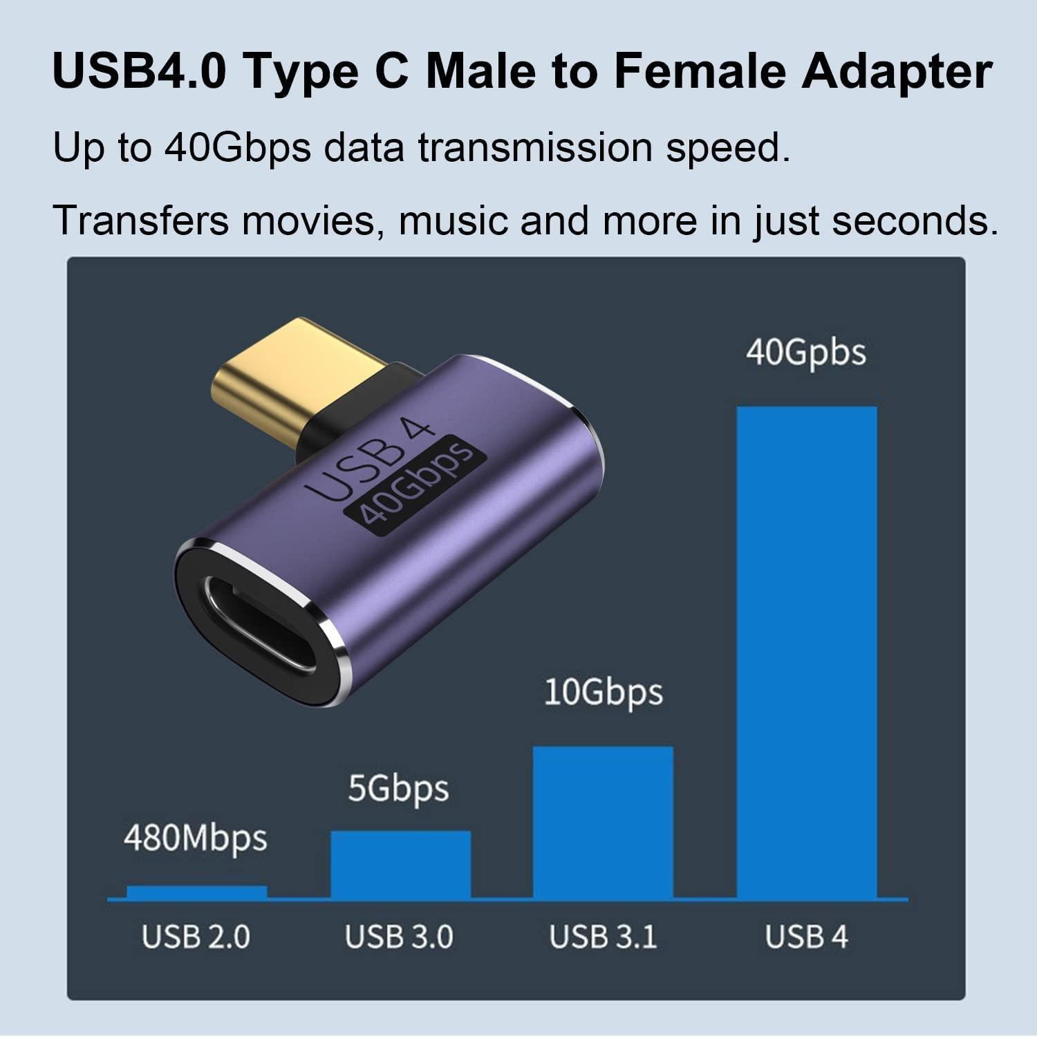 NÖRDIC USB4 vinklet adapter han til hun 40G 8K30Hz PD100W
