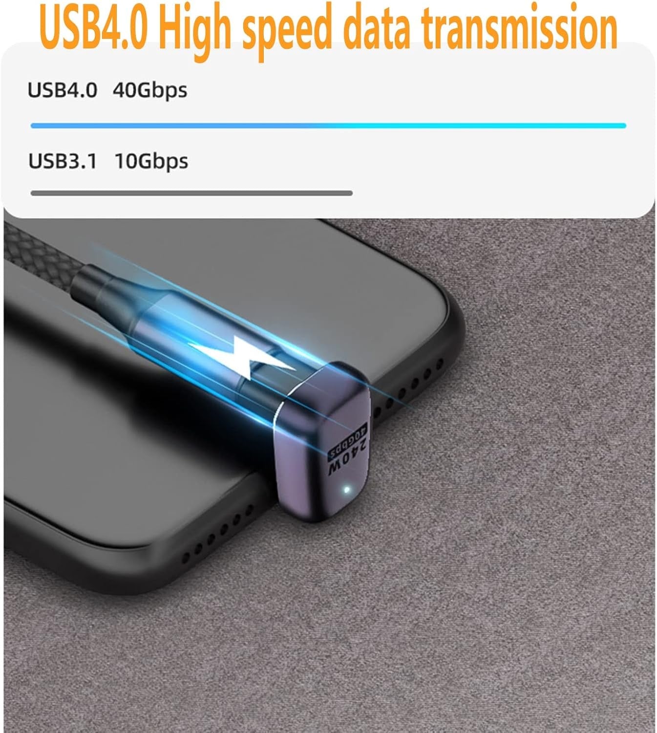 NÖRDIC USB4 vinklet adapter han til hun 40G 8K60Hz PD100W