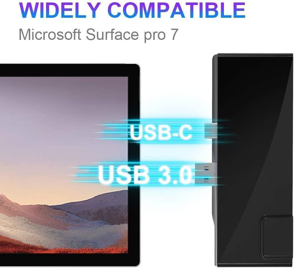 NÖRDIC USB 7-ports dockingstation til MicroSoft Surface Pro7 1xHDMI4k30Hz 2xUSB-A 5Gbps 1xUSB-C PD87W 1xRJ45 LAN og 1xTF og 1xSD
