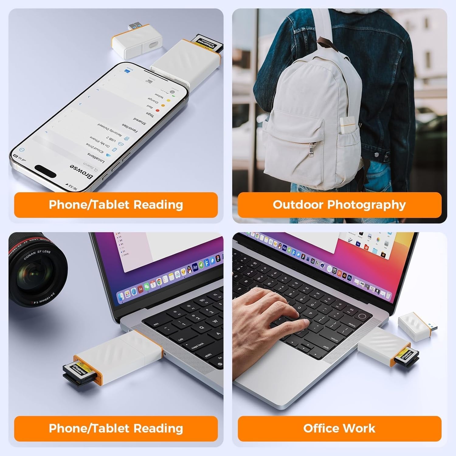 NÖRDIC USB-A, USB-C 3.0 Kortlæser 2 Slot CFexpress Type B, SD3.0 UHS-I