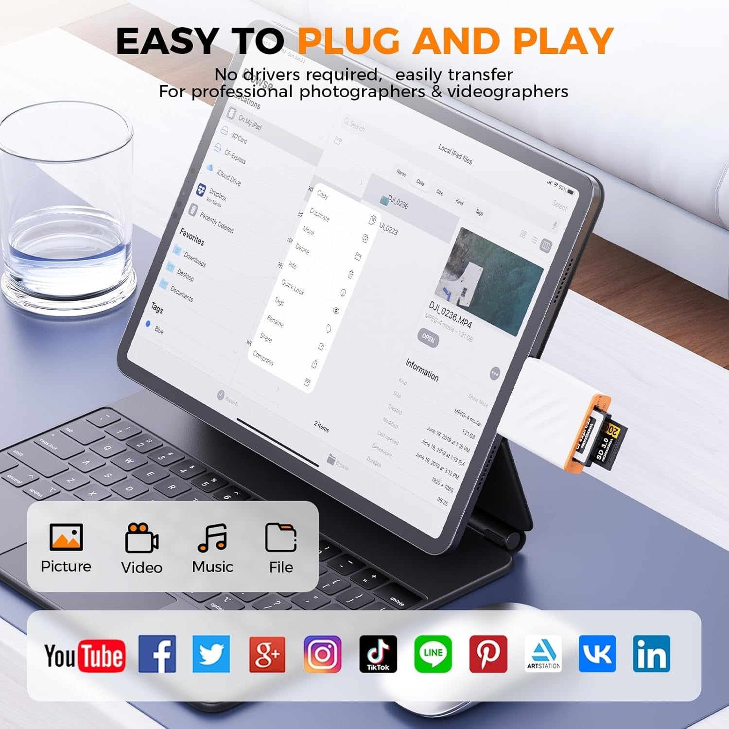 NÖRDIC USB-A, USB-C 3.0 Kortlæser 2 Slot CFexpress Type B, SD3.0 UHS-I