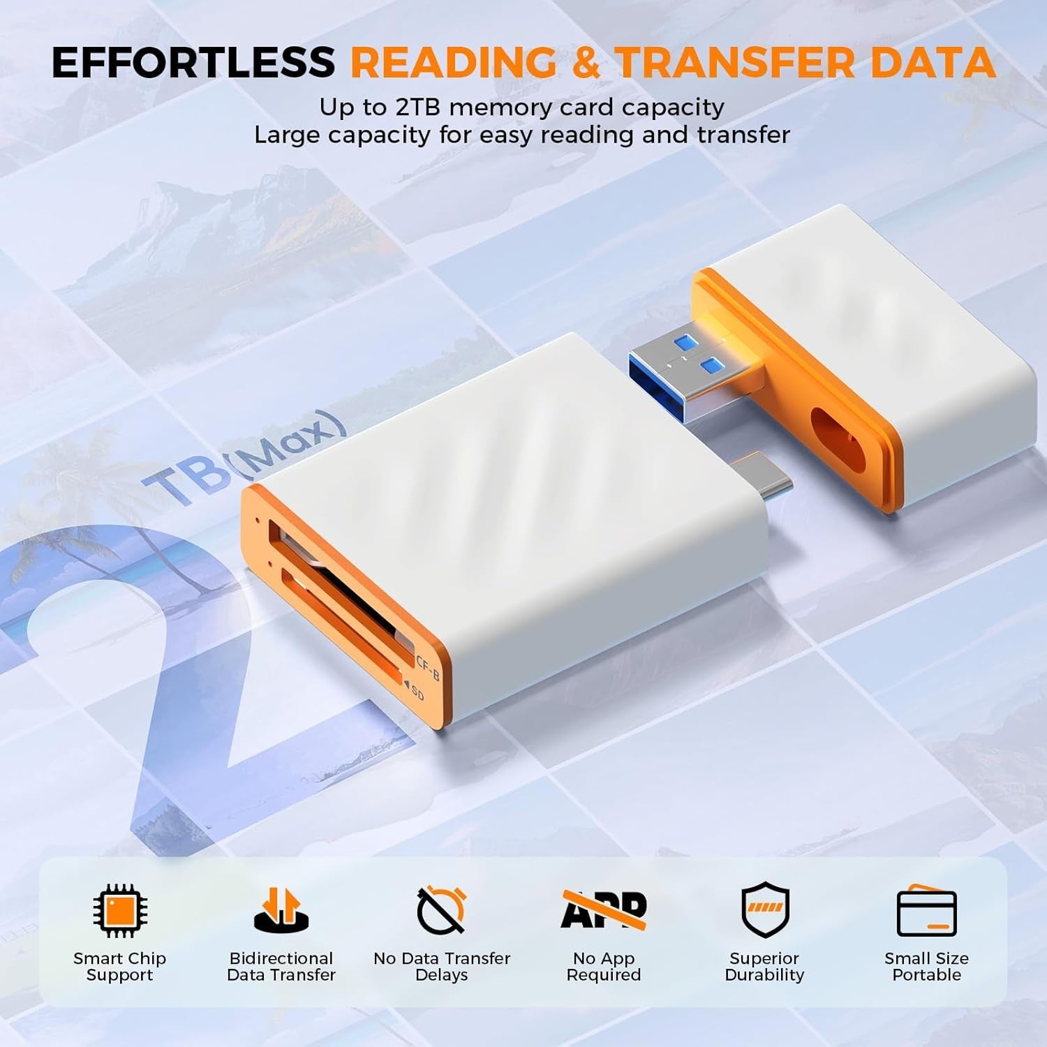 NÖRDIC USB-A, USB-C 3.0 Kortlæser 2 Slot CFexpress Type B, SD3.0 UHS-I