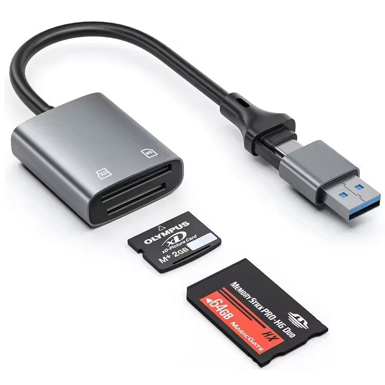 NÖRDIC USB-C/USB-A kortlæser 2 slots MS, xD UHS-I