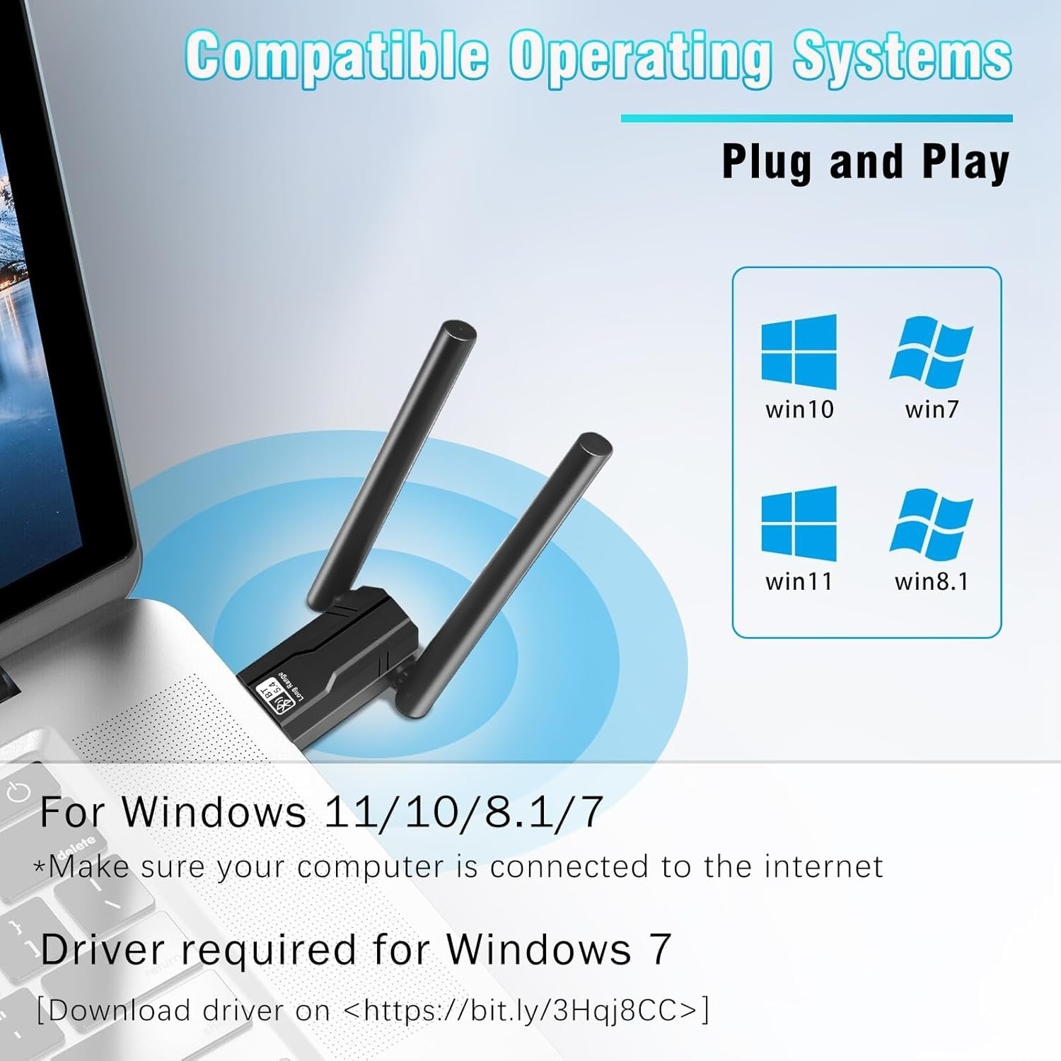 NÖRDIC USB-A langtrækkende Bluetooth 5.4 adapter med 150 meter rækkevidde.