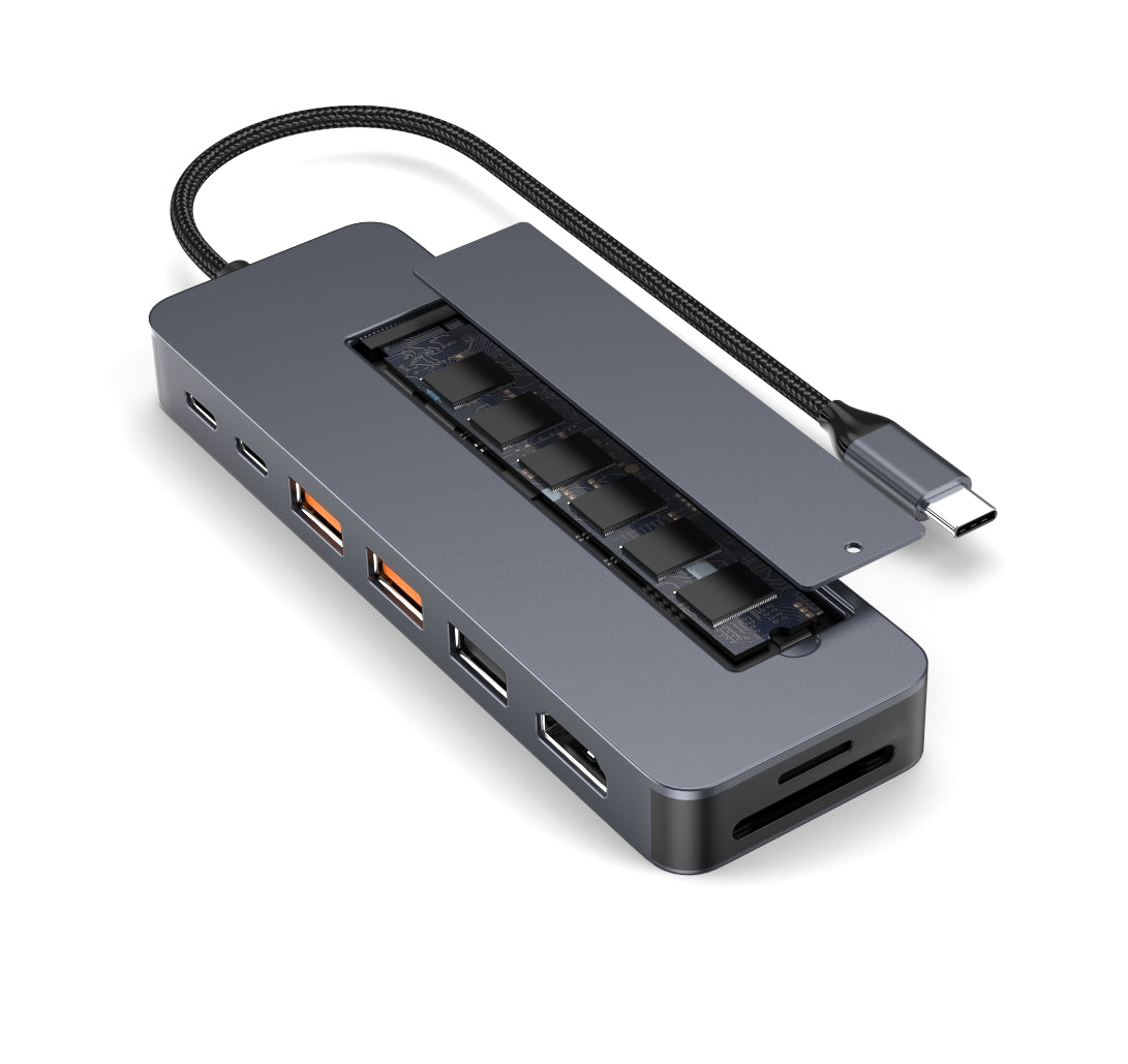 NÖRDIC USB-C 1 til 9 Dockingstation 1xHDMI4K60Hz 1xUSB-C PD 100W, 1xUSB-C, 3xUSB-A, 1xSD-slot, 1xMicroSD-slot, 1xM.2 SSD NVMe
