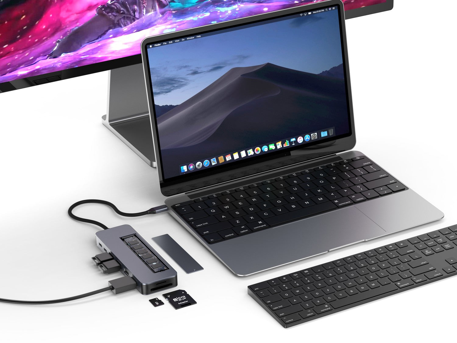 NÖRDIC USB-C 1 til 9 Dockingstation 1xHDMI4K60Hz 1xUSB-C PD 100W, 1xUSB-C, 3xUSB-A, 1xSD-slot, 1xMicroSD-slot, 1xM.2 SSD NVMe