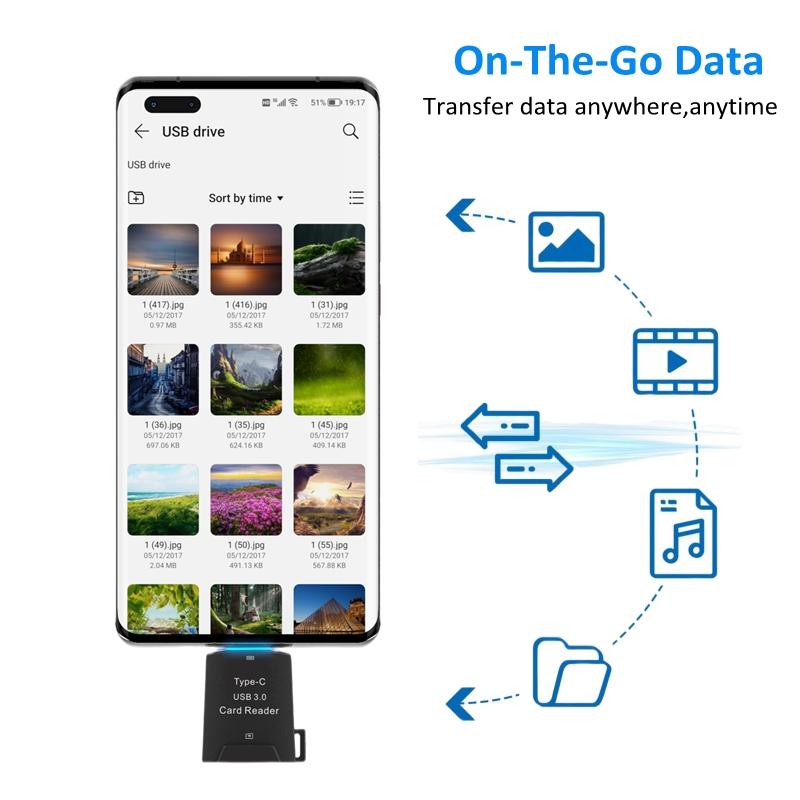 NÖRDIC USB-C 3.0 kortlæser MicroSD UHS-I