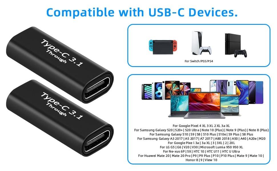 NÖRDIC USB C 3.1 kønsskifter Kvinde til Kvinde USB Type C 3.1 Adapter