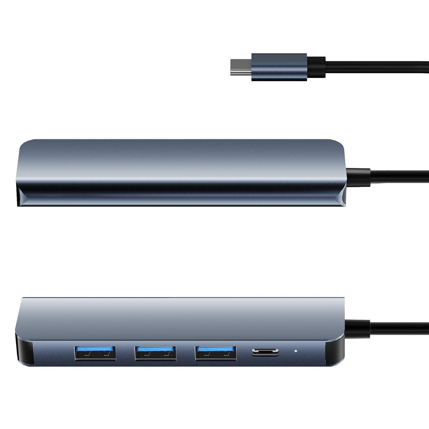NÖRDIC USB-C 5-ports Hub 3xUSB-A 2.0, 1xUSB-A 3.1 og 1xUSB-C DP100W