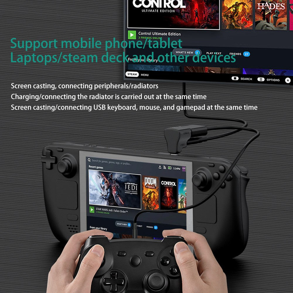 NÖRDIC USB-C Adapter 1 til 2 USB-C 3.1 + USB-A 10Gbps 4K60Hz 100W PD