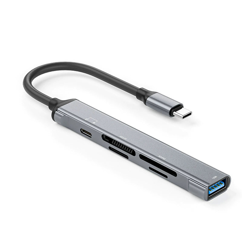 NÖRDIC USB-C Kortlæser 4 Slots SD, MicroSD, MS, M2 1xUSB-C 1xUSB-A UHS-I