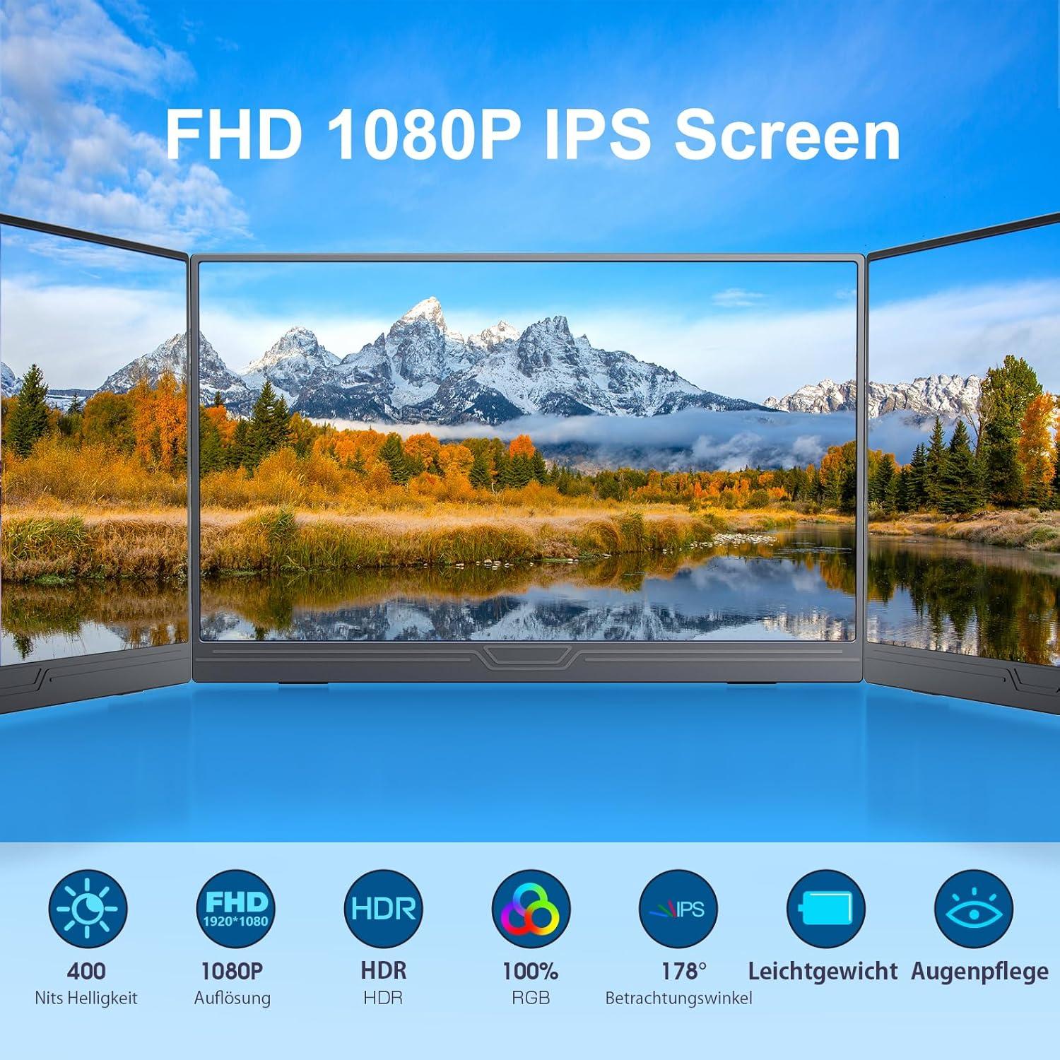 NÖRDIC USB-C & HDMI bærbar LCD-skærm 15,6" 1920x1080p 60Hz