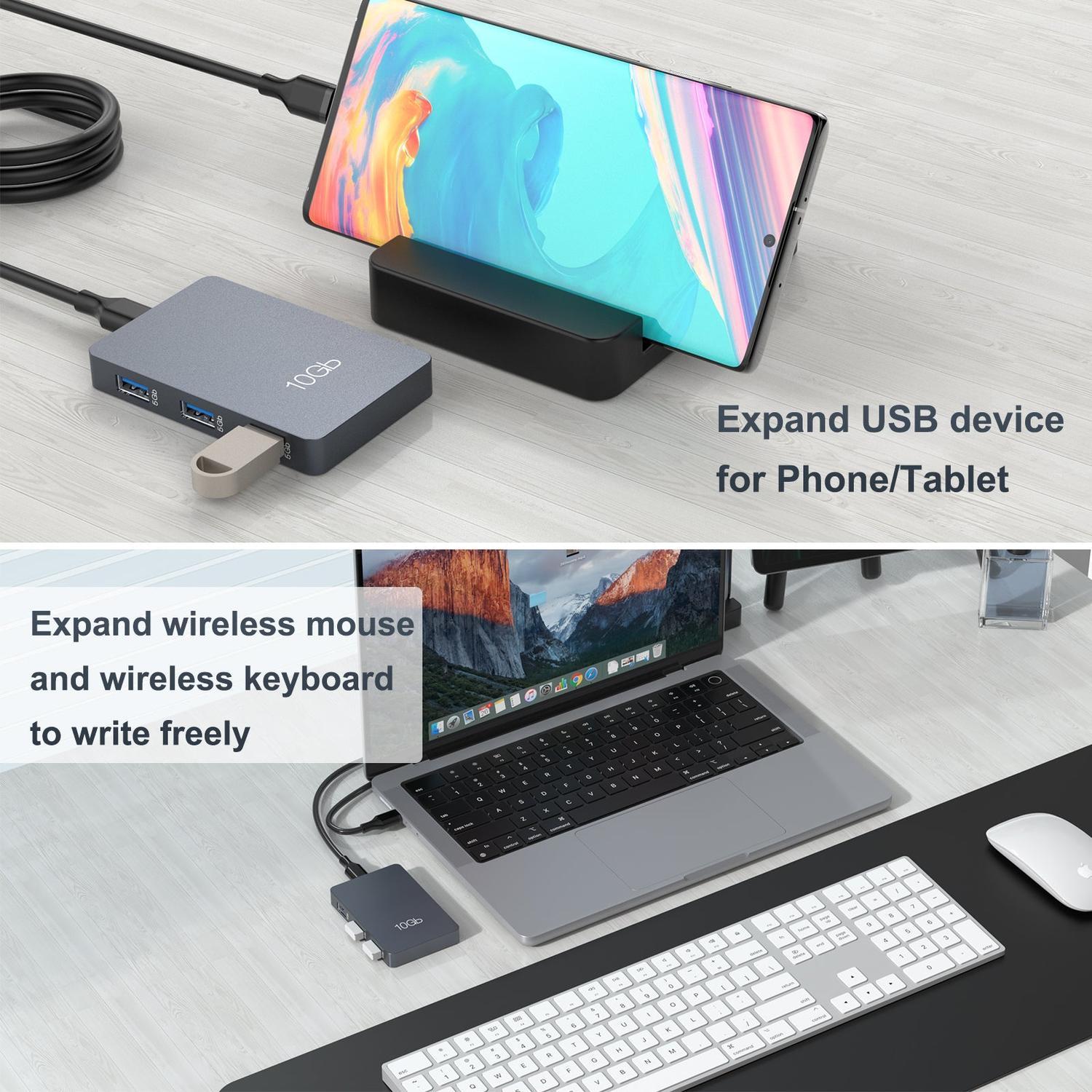 NÖRDIC USB-C Hubb 7port 3xUSB-C 3.2 10G 3xUSB-A 3.1 5G 1xUSB-C PD100W