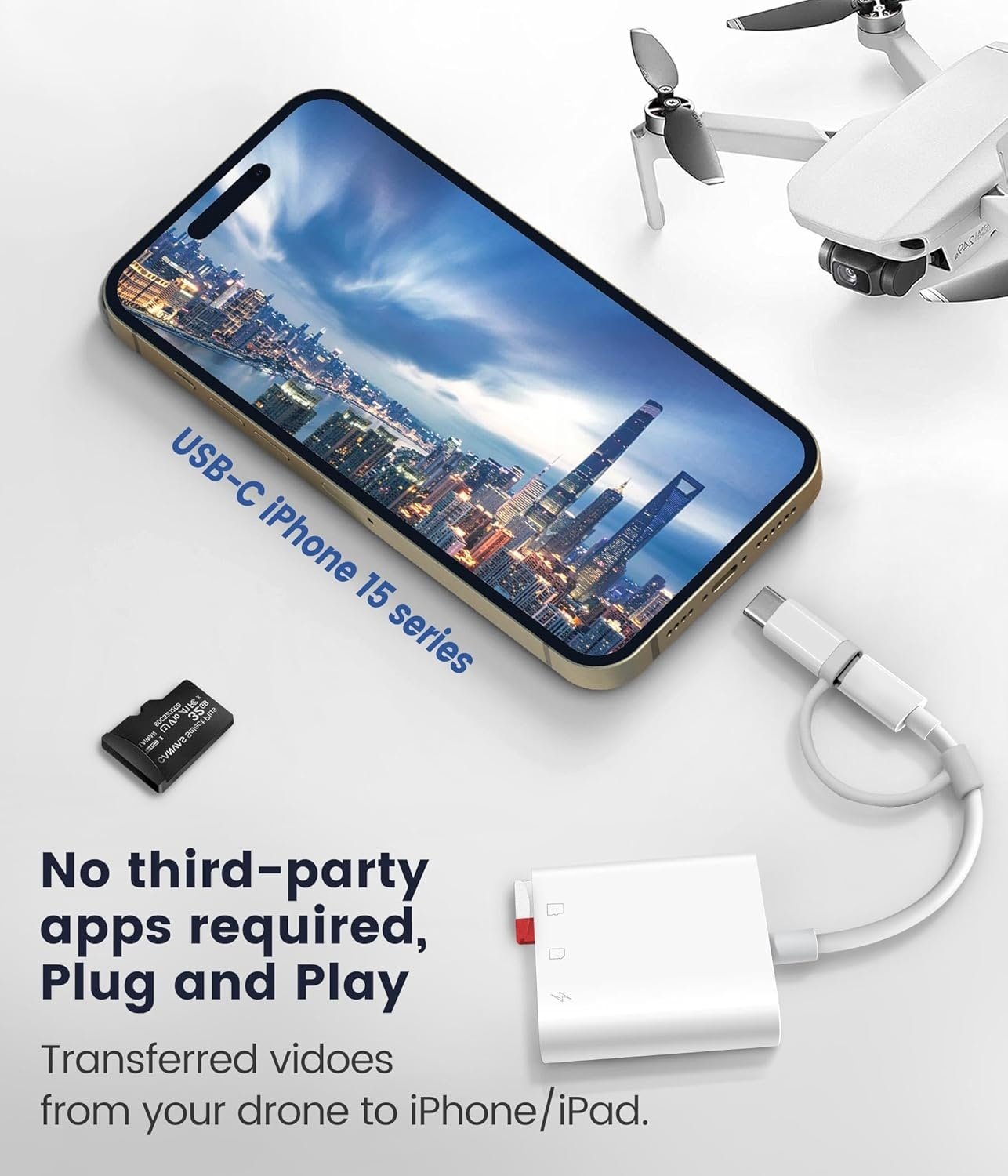 NÖRDIC USB-C, Lightning-kortlæser 2-slot SD, MicroSD 1xUSB-C Opladning PD30W UHS-I