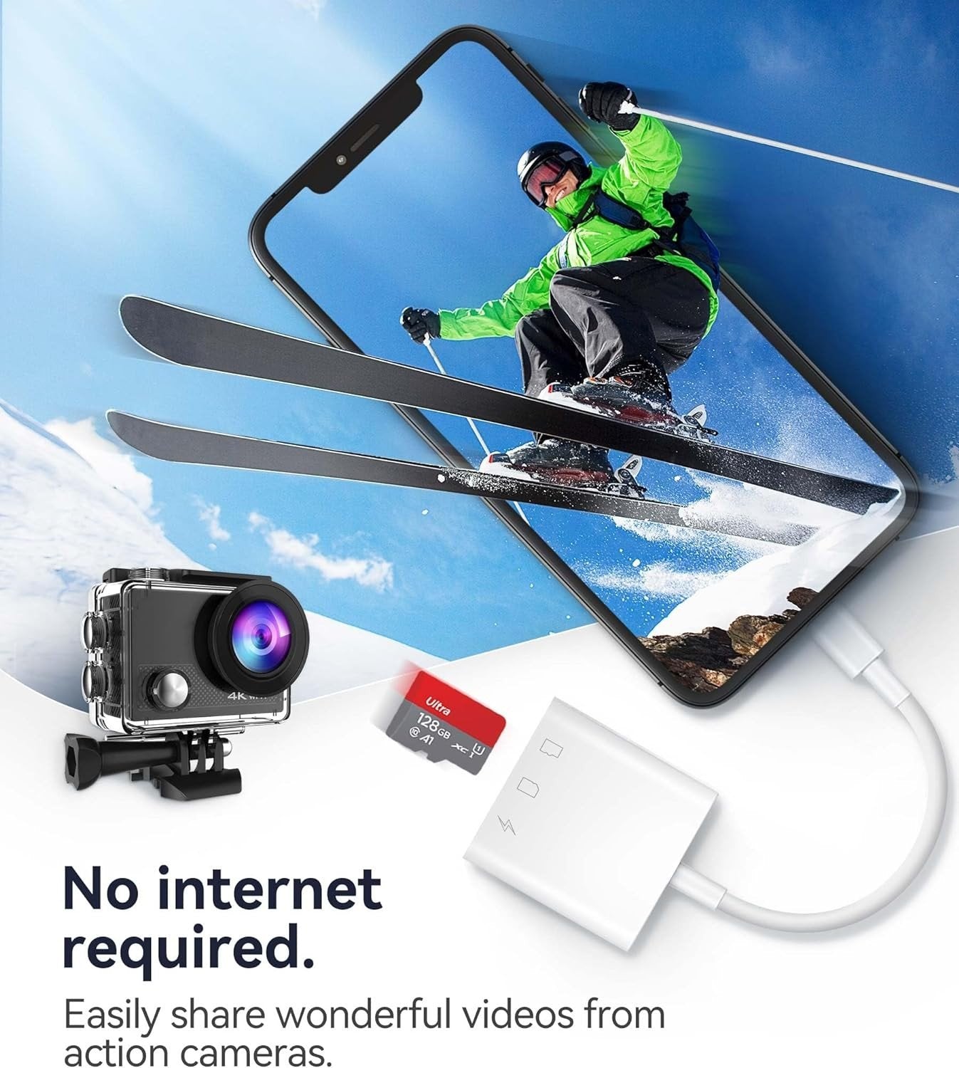 NÖRDIC USB-C, Lightning-kortlæser 2-slot SD, MicroSD 1xUSB-C Opladning PD30W UHS-I