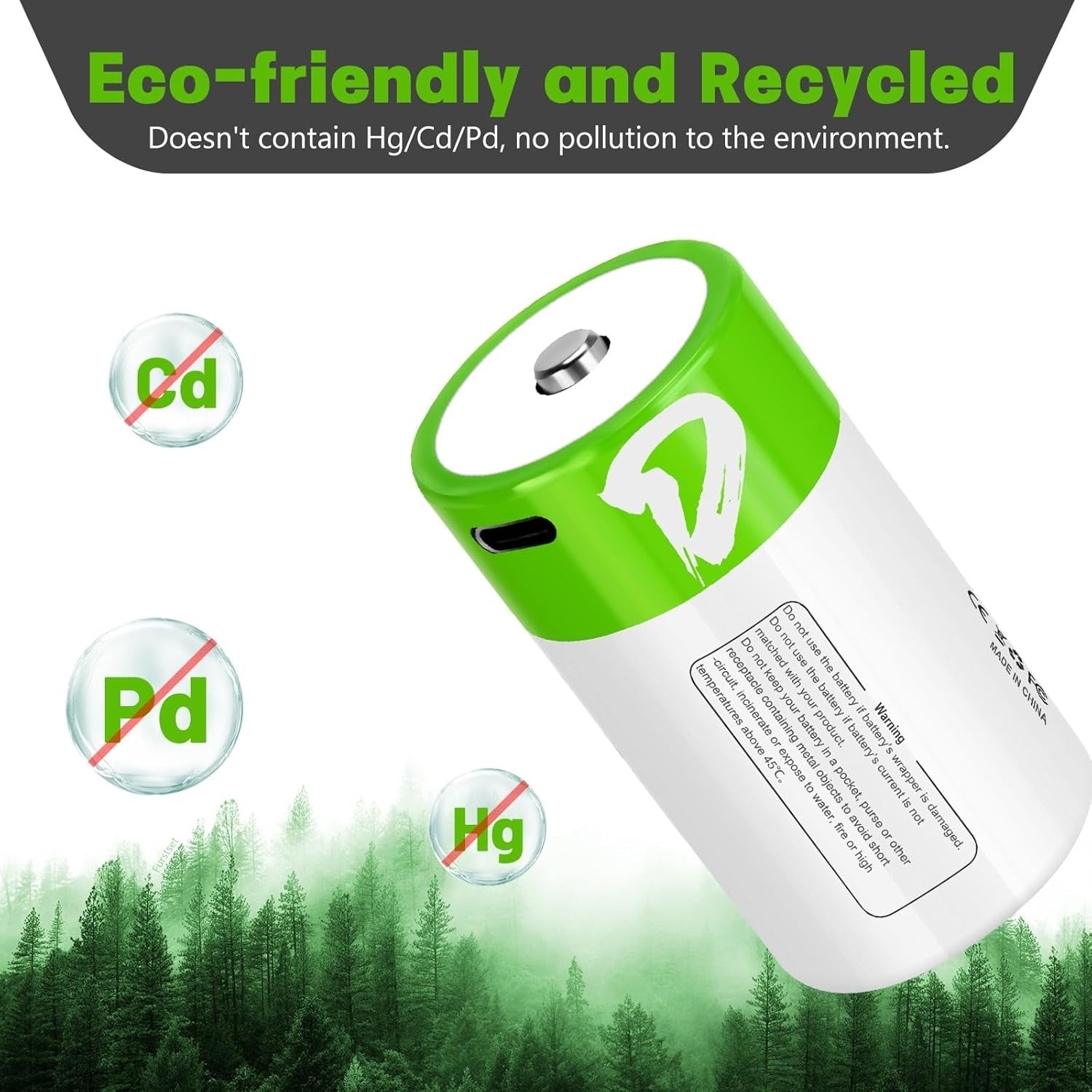 NÖRDIC USB-C Uppladdningsbara batterier 2-pack D/LR20