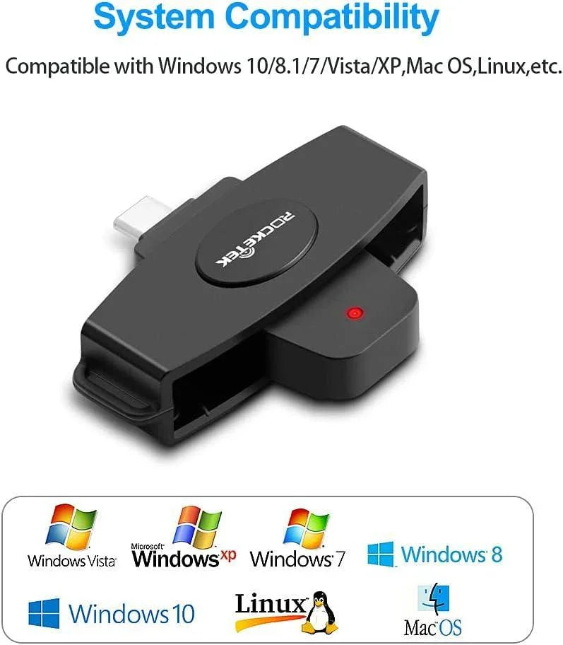 NÖRDIC USB-C Smartkort og SIM-kortlæser ISO7816 ID-kort EMV Kreditkort