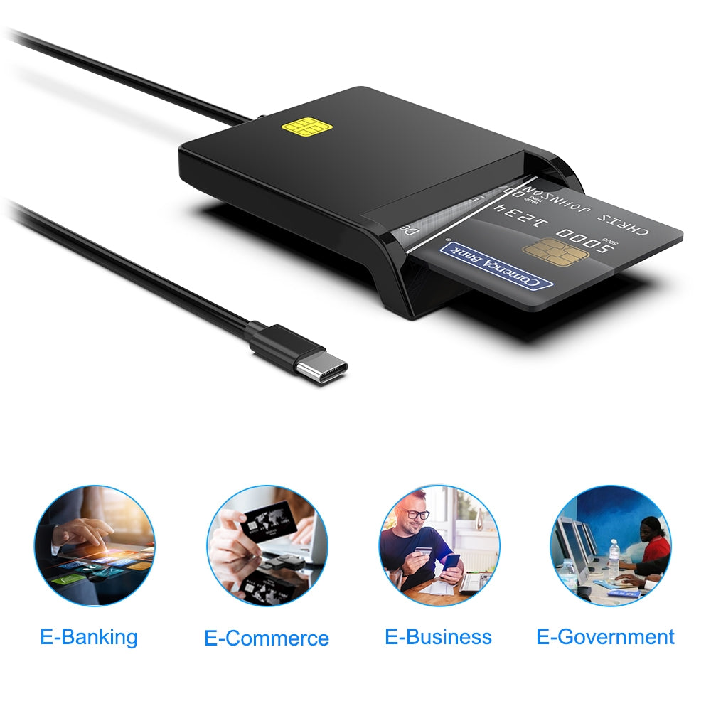 NÖRDIC USB-C Smartkort og SIM-kortlæser ISO7816 ID-kort EMV Kreditkort