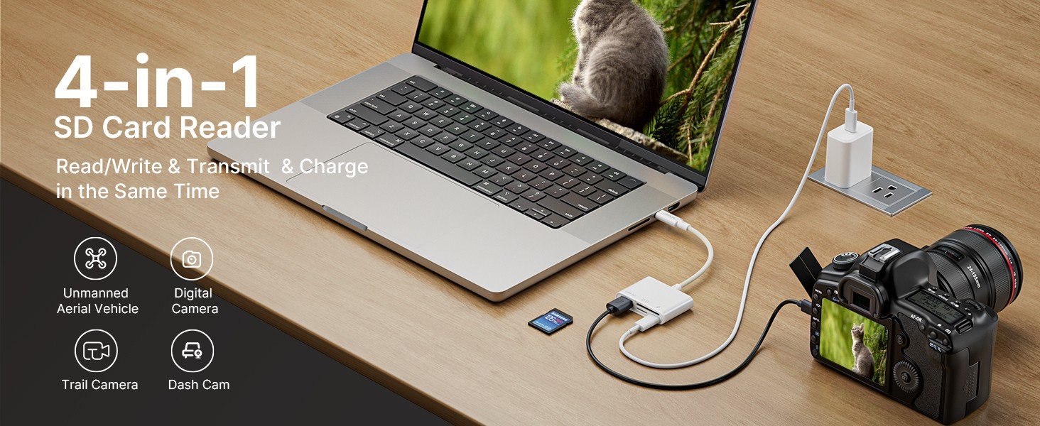 NÖRDIC USB-C kortlæser 2 slot SD, MicroSD 1xUSB-A 1xUSB-C UHS-I